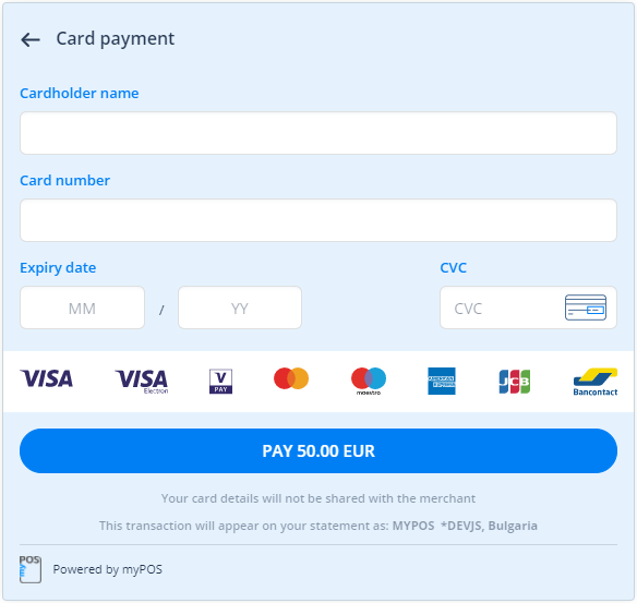 Card payment powered by myPOS